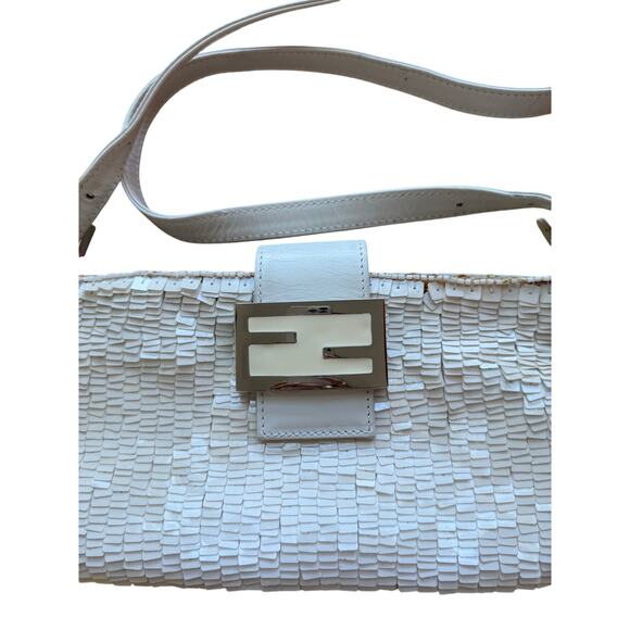 Fendi Textured White Crossbody Bag - Picture 3 of 6